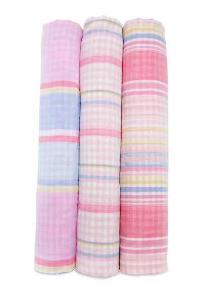 Baby Blanket Swaddle 3 pack - Candy Gingham Combo