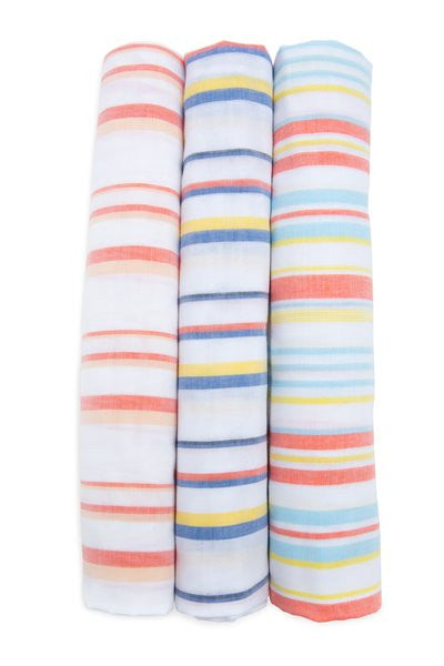 Baby Blanket Swaddle 3 pack - Tropical Stripe Combo